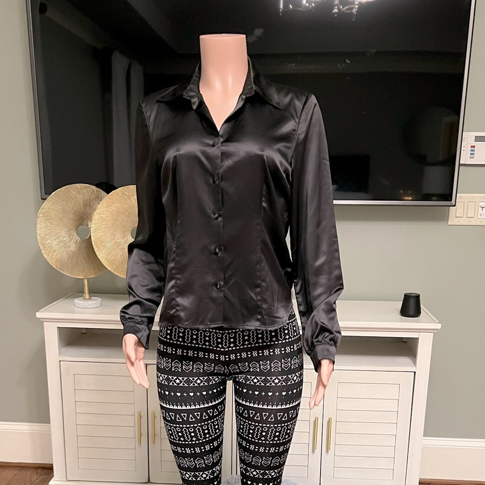 All Black Dress Shirt. Size Small. Great Fit!  Some Stretch!